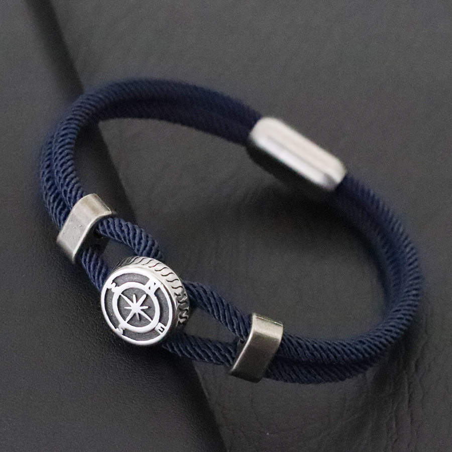 Compass Lensatic - Bracciale bussola nautica stile pirata con