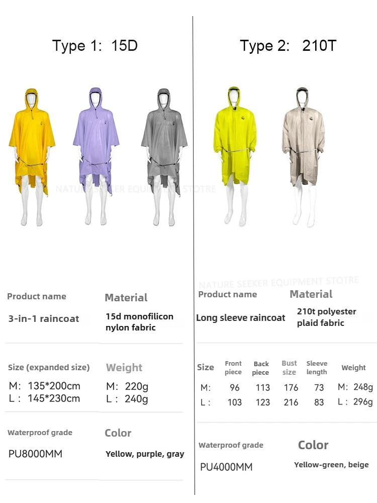 15D/210T Impermeabile Impermea - Emergency Poncho Rain recensione e prezzo